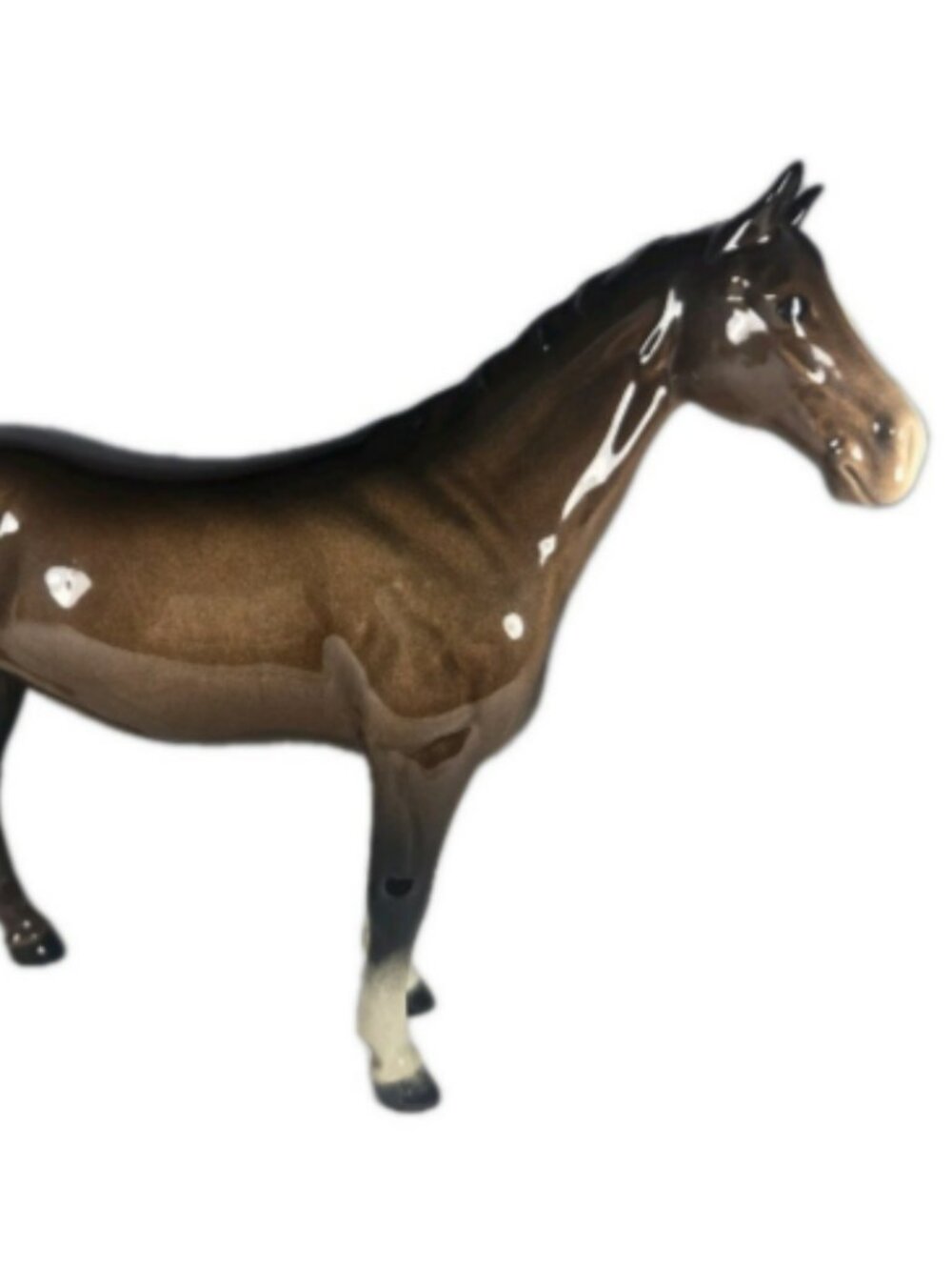 Vintage Beswick Large Race Horse Figurine England Porcelain Brown Gloss Repaired